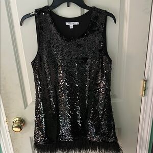 Black Sequin Sleeveless Top
